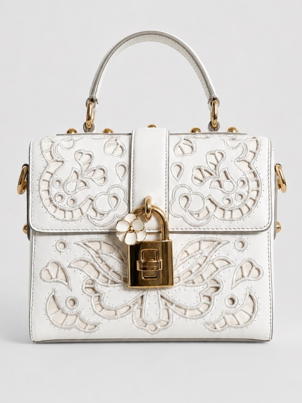 Dolce & Gabbana Lace Padlock cut-out Leather Top Handle Bag